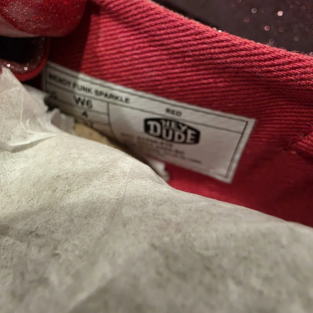 Hey Dude Women's Sparkle Red Casual Shoes - Picture 6 of 10